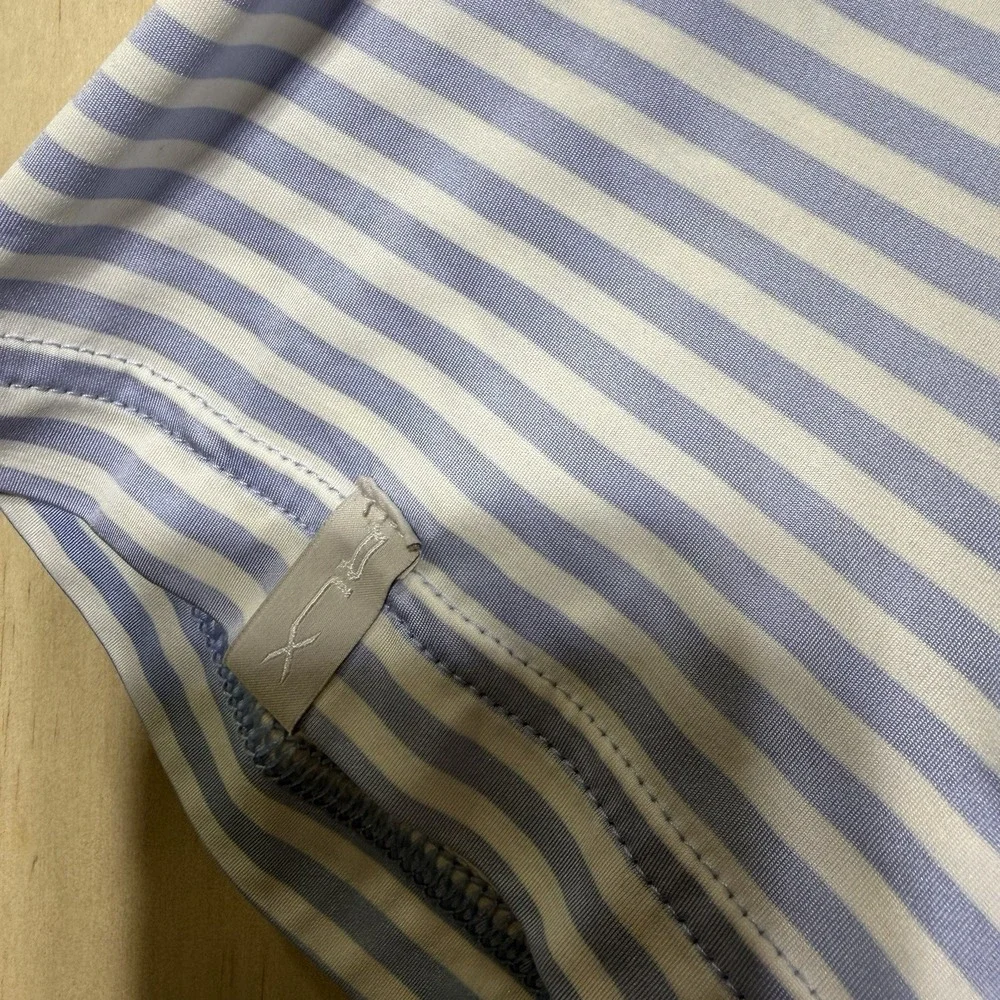RL Ralph Lauren‎ Polo Shirt Mens L Blue White Striped Golf Stretch Performance